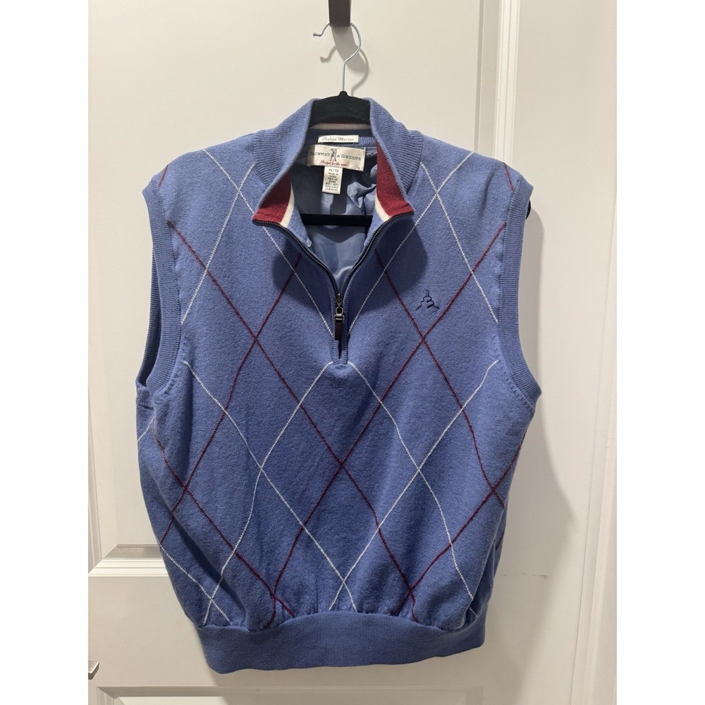 Fairway & Greene 1/4 Zip Merino Wool Fully Lined Best Golf Blue Size XL
